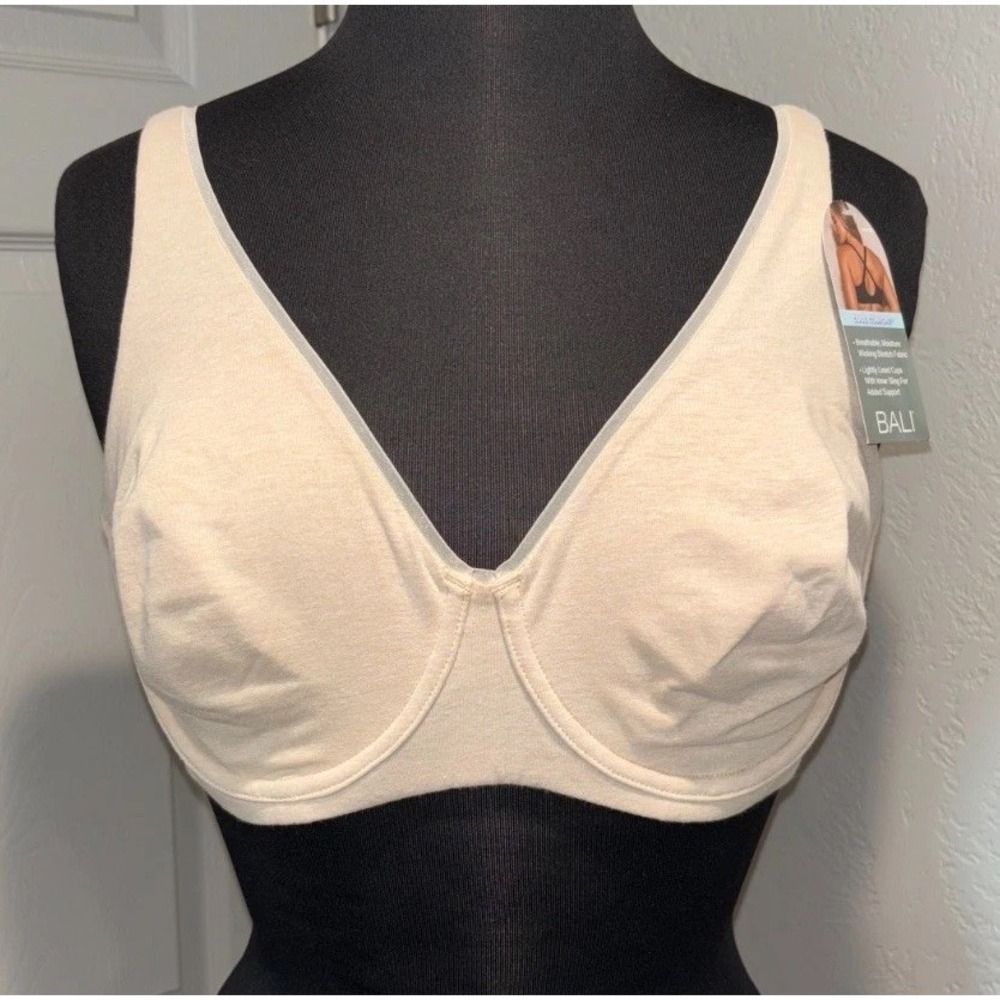 Bali Breathable Cotton Underwire Bra Full Coverage 38 C Nude Lightly‎ Lined